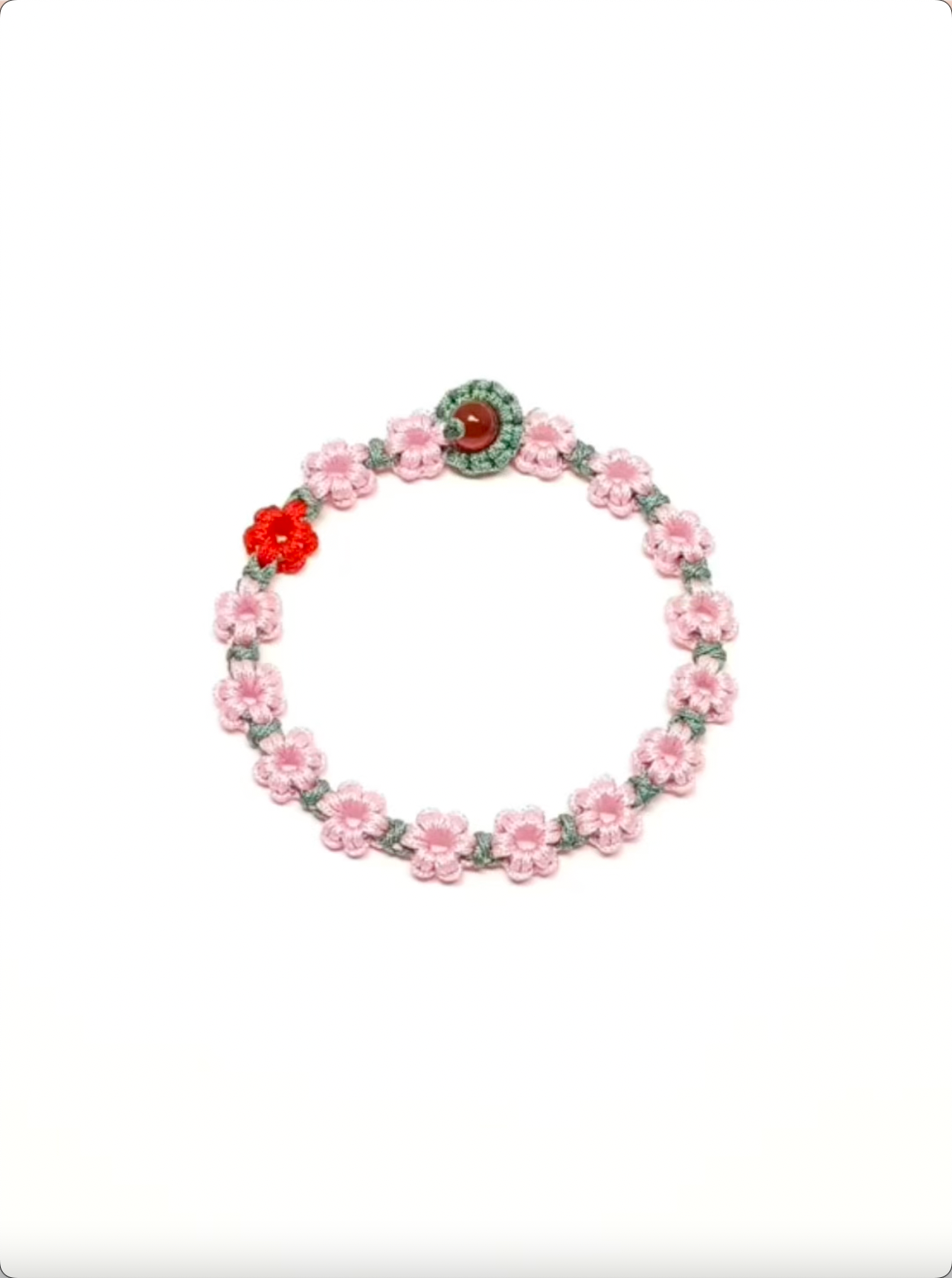 Blossom Garden Bracelet - Handmade Pink Floral Wristband