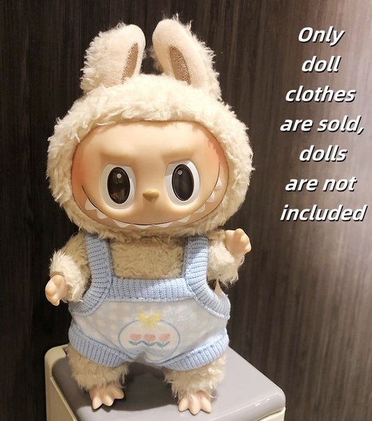 Labubu Clothes 17cm-💙baby blue~🩵-Blue Floral Overalls