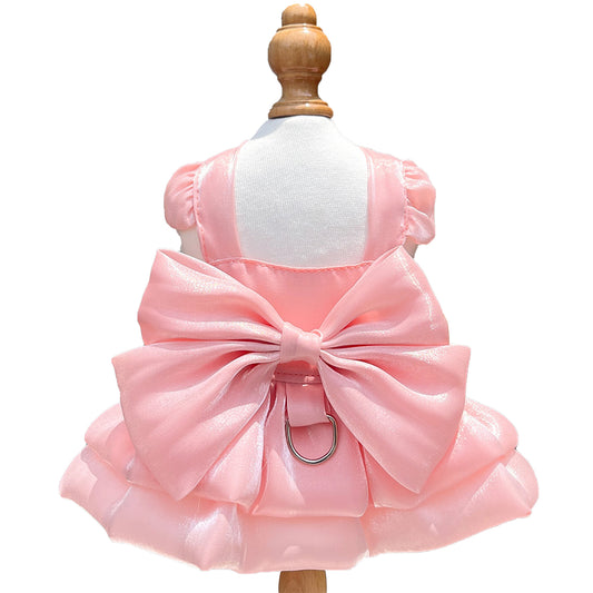 Dog and Cat Bow Dress Gown-Pink