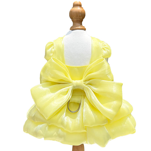 Dog and Cat Bow Dress Gown-Yellow
