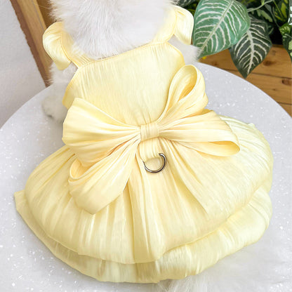 Dog and Cat Bow Dress Gown-Yellow