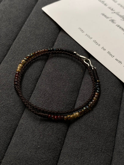 Eternal Black Tibetan Bracelet – Double-Strand Micro-Beaded Protection Braid