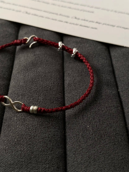 Eternal Red String Bracelet - Handwoven Micro Waxed Cord