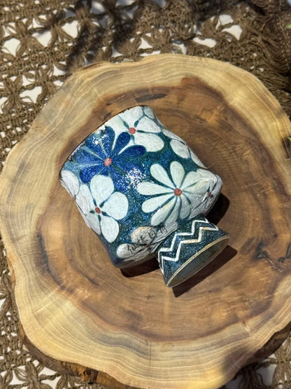 Hand-Painted Ceramic | Floral Creative Stem Cup | High-Temperature Mineral Glaze