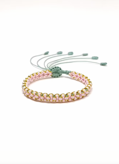 Handwoven Golden Peach Blossom Bracelet