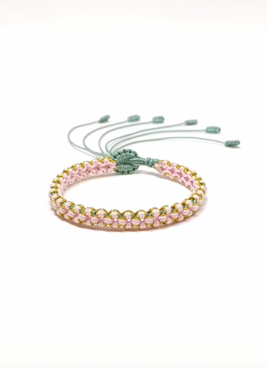 Handwoven Golden Peach Blossom Bracelet