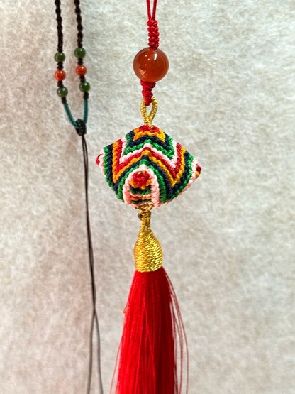 Handwoven Lucky Pendant - Colorful Charm for Phone, Bag & Car
