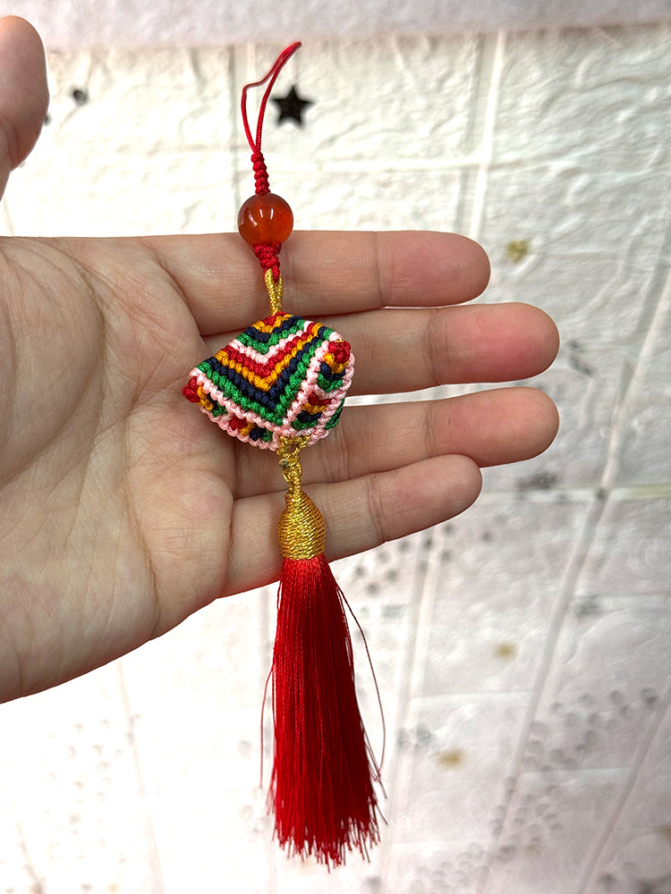 Handwoven Lucky Pendant - Colorful Charm for Phone, Bag & Car