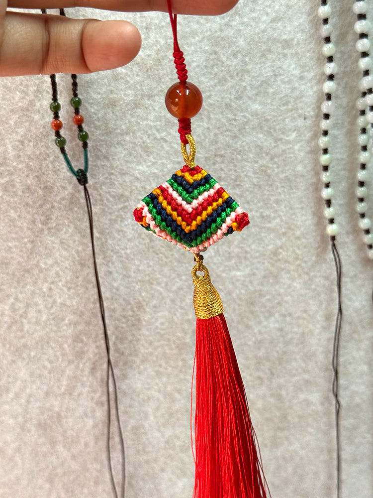 Handwoven Lucky Pendant - Colorful Charm for Phone, Bag & Car