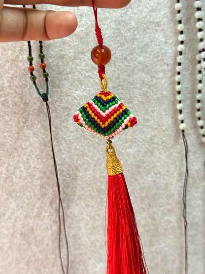 Handwoven Lucky Pendant - Colorful Charm for Phone, Bag & Car