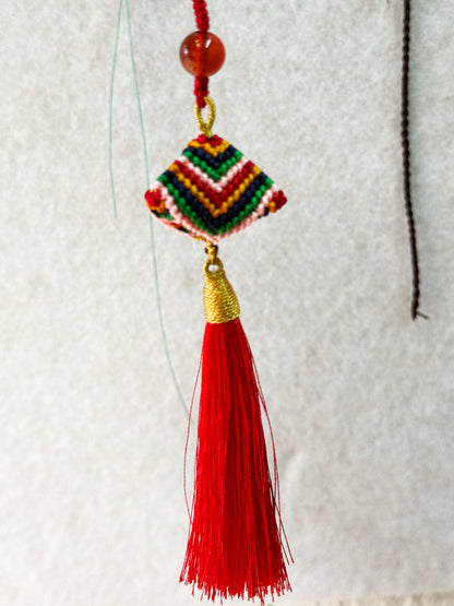 Handwoven Lucky Pendant - Colorful Charm for Phone, Bag & Car