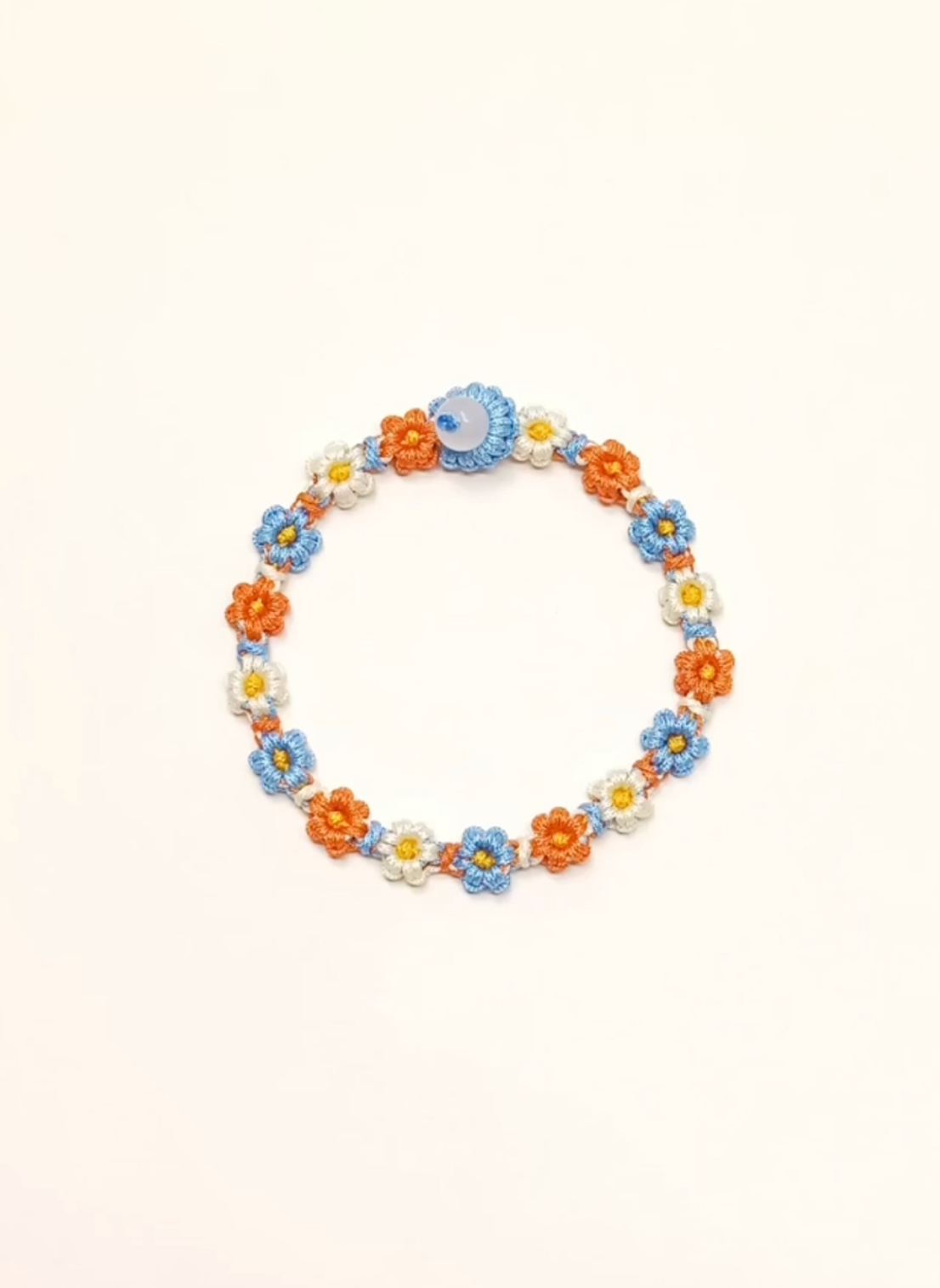 Handwoven Rainbow Garden Bracelet - Multicolor Floral Design