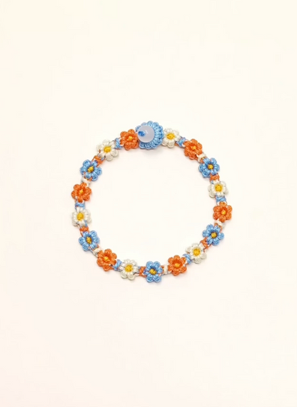 Handwoven Rainbow Garden Bracelet - Multicolor Floral Design