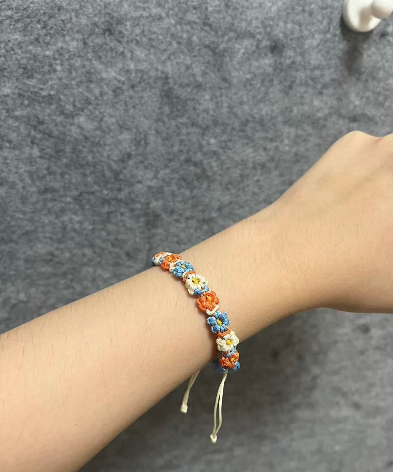 Handwoven Rainbow Garden Bracelet - Multicolor Floral Design