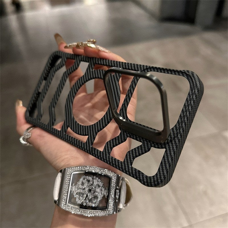 Hollow-Out Carbon Fiber Phone Case with Interchangeable Lens Mount