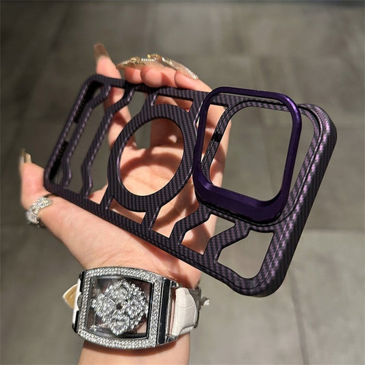 Hollow-Out Carbon Fiber Phone Case with Interchangeable Lens Mount