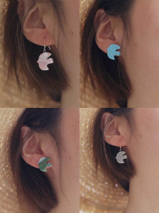 ‘In Flight’ Series Handcrafted Polymer Clay Earrings (S925 Sterling Silver)