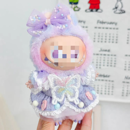 17cm Labubu clothes-Iridescent Butterfly Princess Dress