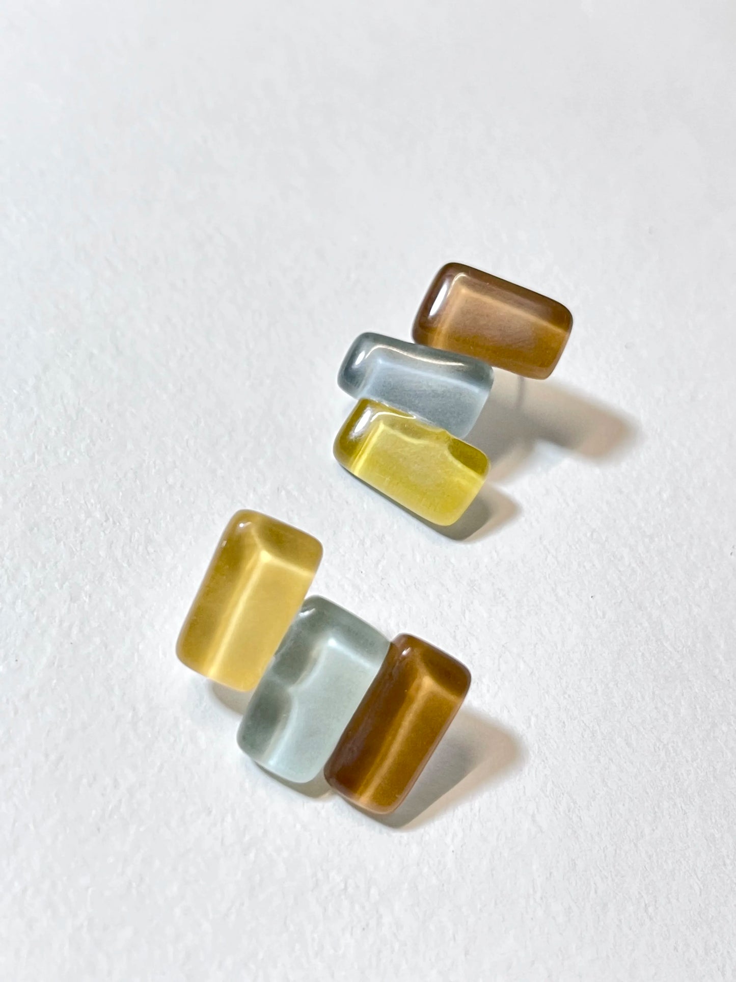 Jelly Glass Earrings - Autumn Meadow Green, Yellow & Brown