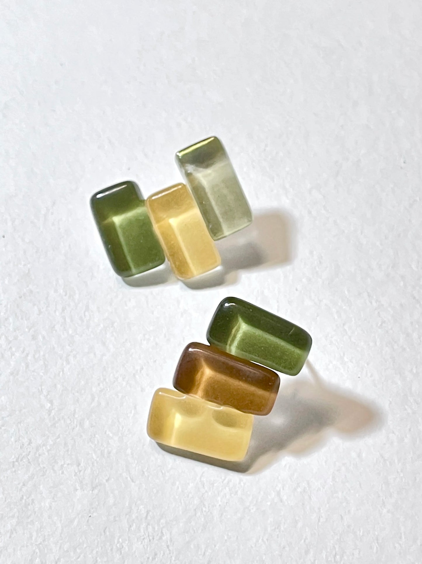 Jelly Glass Earrings - Autumn Meadow Green, Yellow & Brown