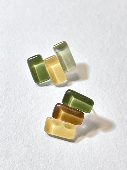 Jelly Glass Earrings - Autumn Meadow Green, Yellow & Brown