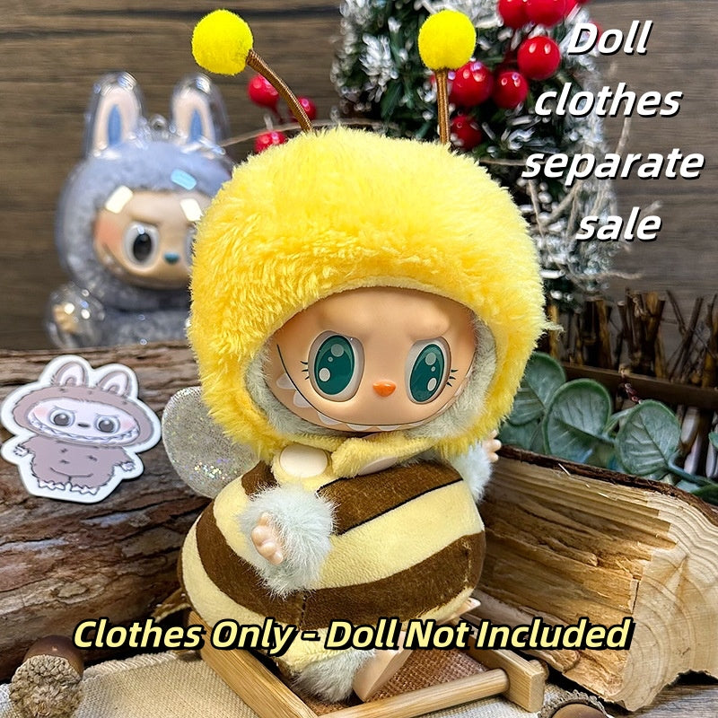 Labubu Clothes 17cm- Bee Costume Set (Hood + Plush Top)