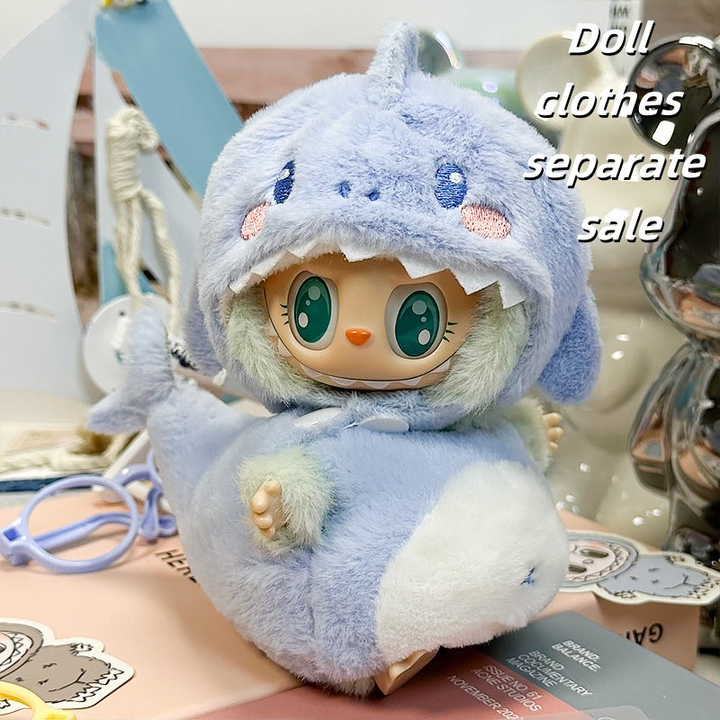Labubu Outfit 17cm- 3D Blue Shark (Hooded Puffer Jacket + Tail)