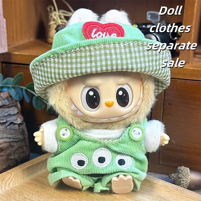 Labubu Outfit 17cm- Alien Trio (Heart Hat + Tee + Overalls)