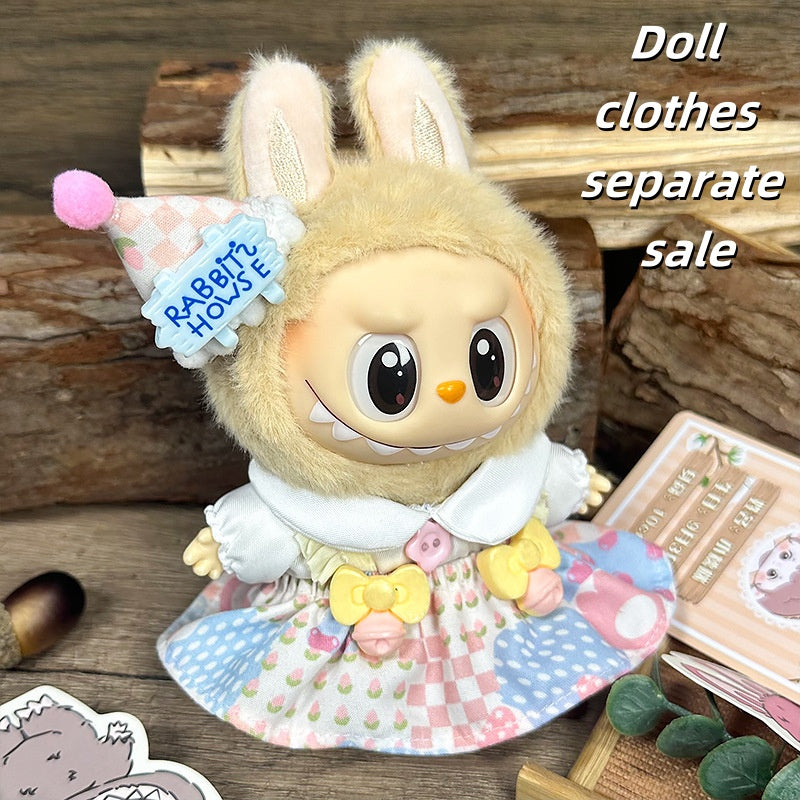 Labubu Outfit 17cm- Ice Cream Party (Birthday Hat + Top + Pinafore Dress)