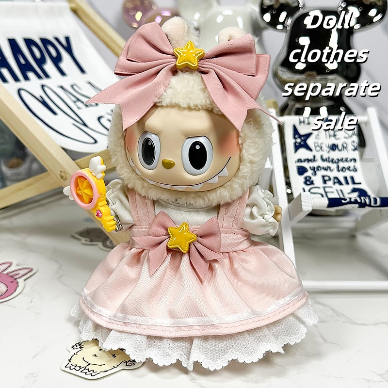 Labubu Clothes 17cm-Magical Girl (Tiara + Sundress + Formal Gown + Magic Wand)