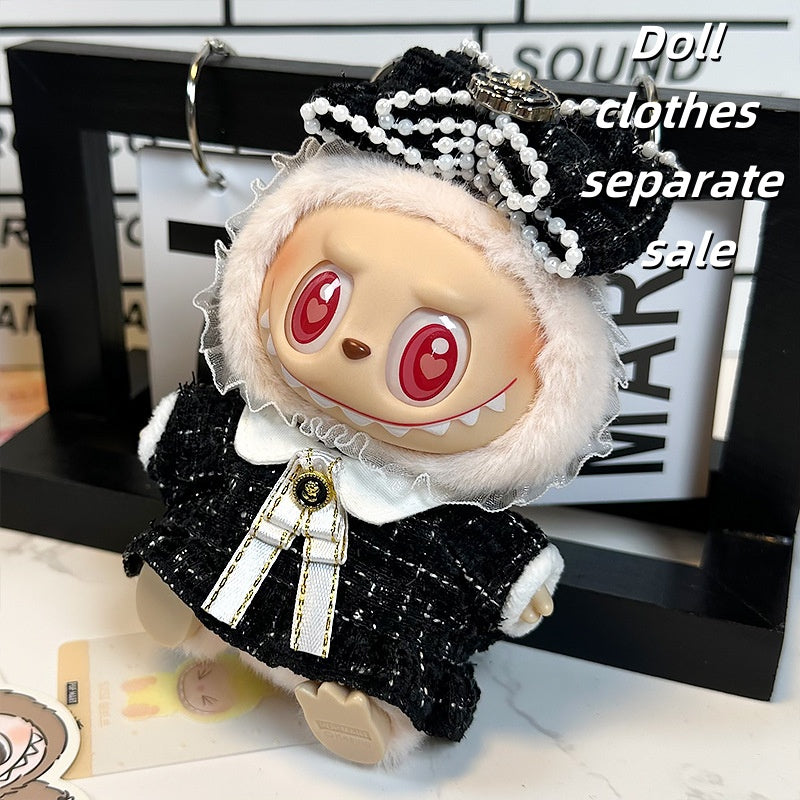 Labubu Clothes 17cm-Noir Chanel Style (Headpiece + Dress + Bow Tie)
