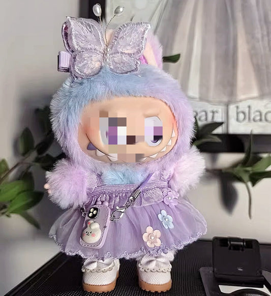 17cm Labubu clothes-Lavender Butterfly Wing Dress