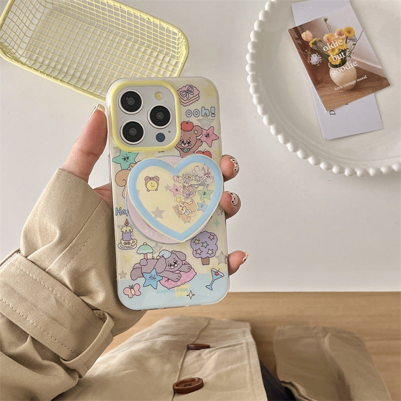 Magnetic Star, Dog, and Bear Pattern Phone Case with Wobble Stand