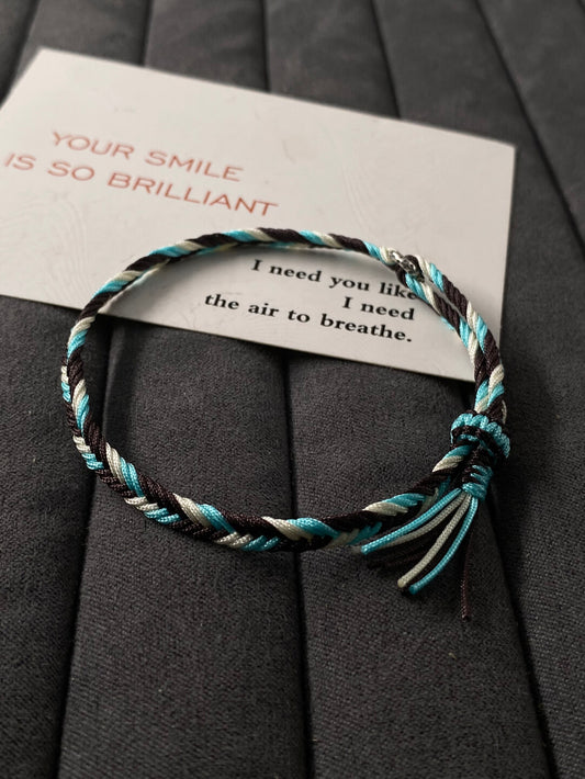Mint Mocha - Herringbone Bracelet- 925 Silver