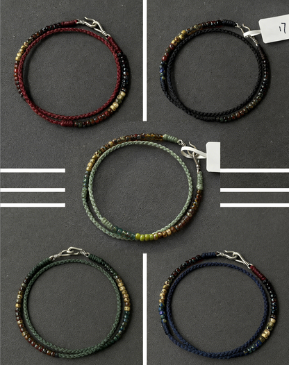 Himalayan Blue Tibetan Bracelet – Handwoven Double-Strand Blessing Cord