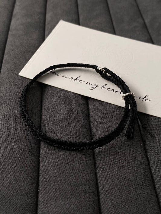Onyx Samurai - Herringbone Bracelet- 925 Silver