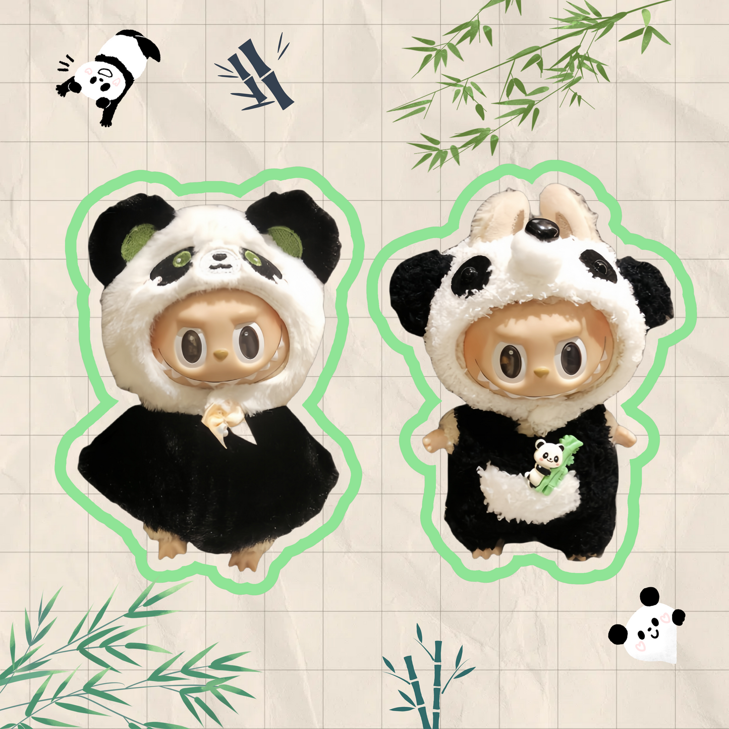 Labubu Clothes 17cm-Panda Baby Series Doll Outfits