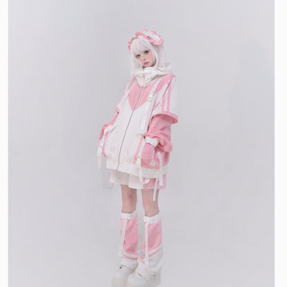[Winged Light Gear] Original Decora Kei Anime-style Coat Set - [Pink] Otaku Fashion