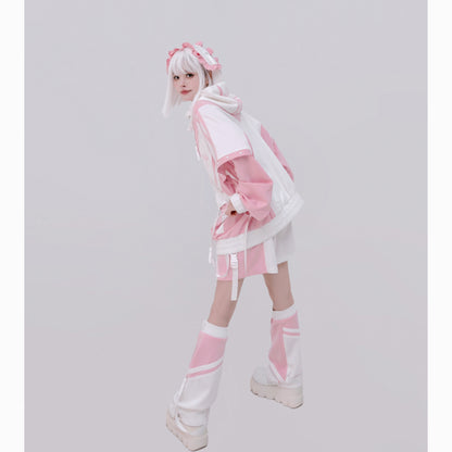 [Winged Light Gear] Original Decora Kei Anime-style Coat Set - [Pink] Otaku Fashion