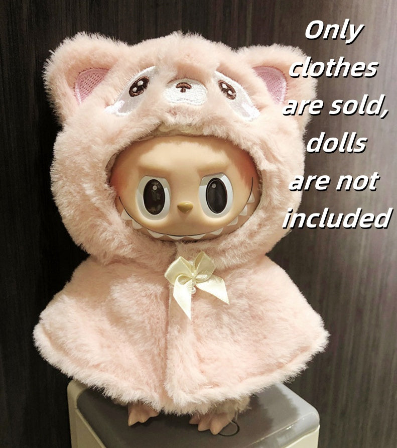Labubu Clothes 17cm-Pink Bear Cape