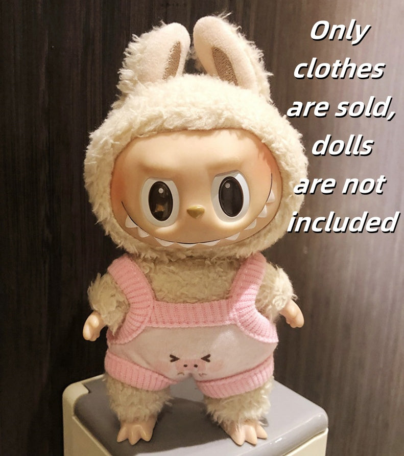 Labubu Clothes 17cm-Pink Pig Overalls