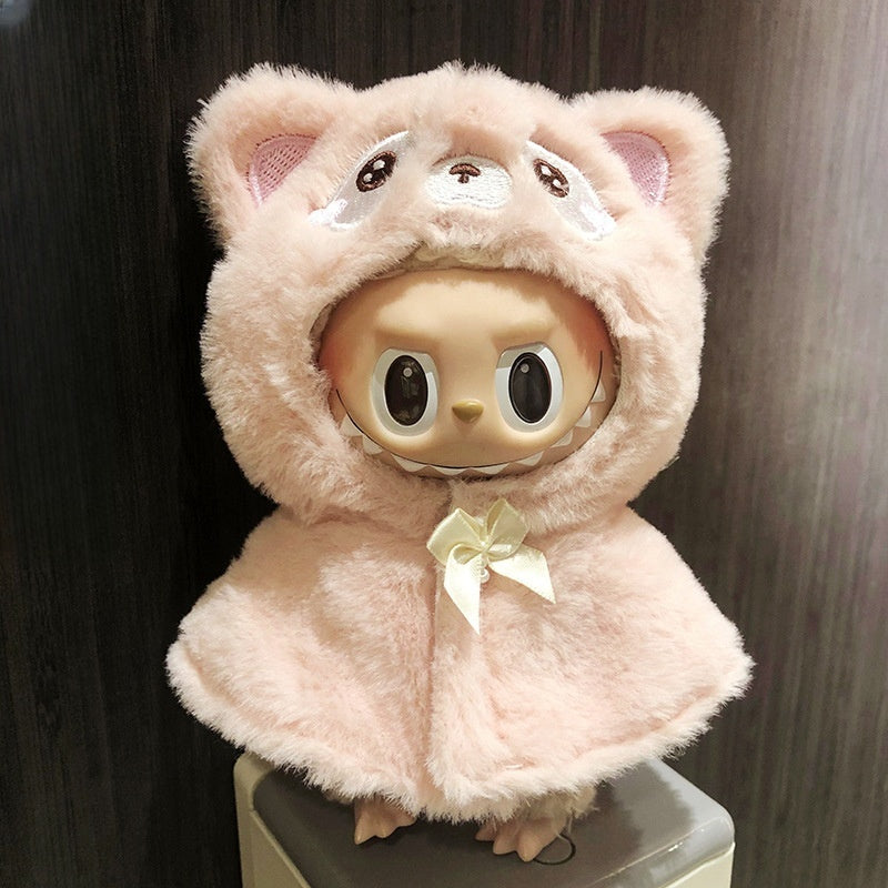 Labubu Clothes 17cm-Pink Bear Cape