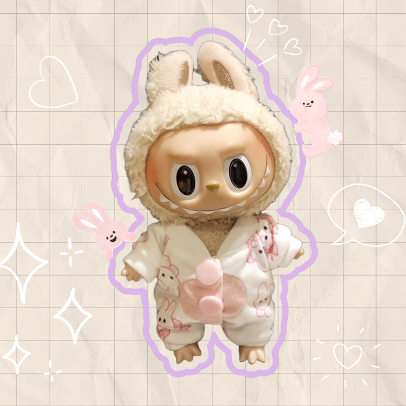 Labubu Clothes 17cm-Pink Bunny Pajamas