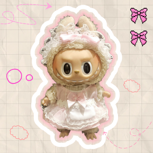 Labubu Clothes 17cm-Pink Lolita Dress