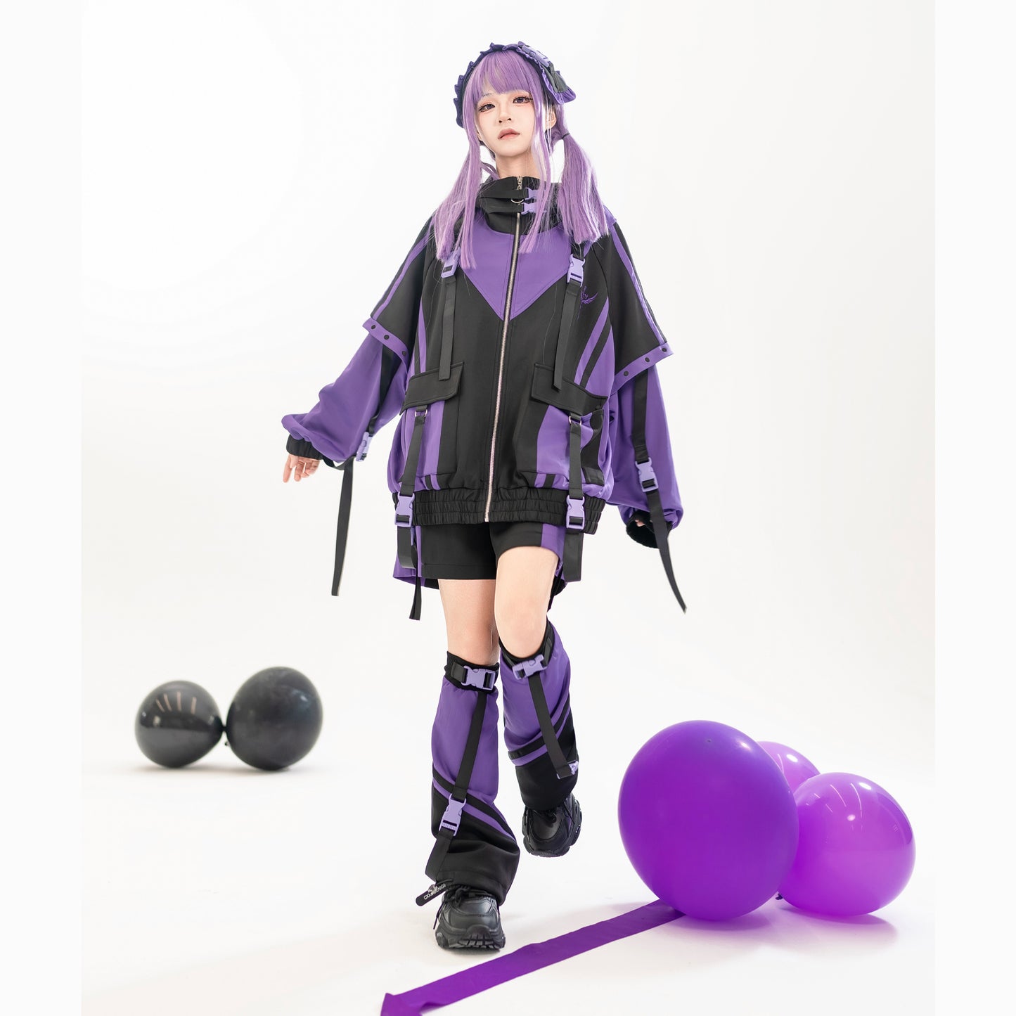 [Winged Light Gear] Original Decora Kei Anime-style Coat Set - Purple Otaku Fashion