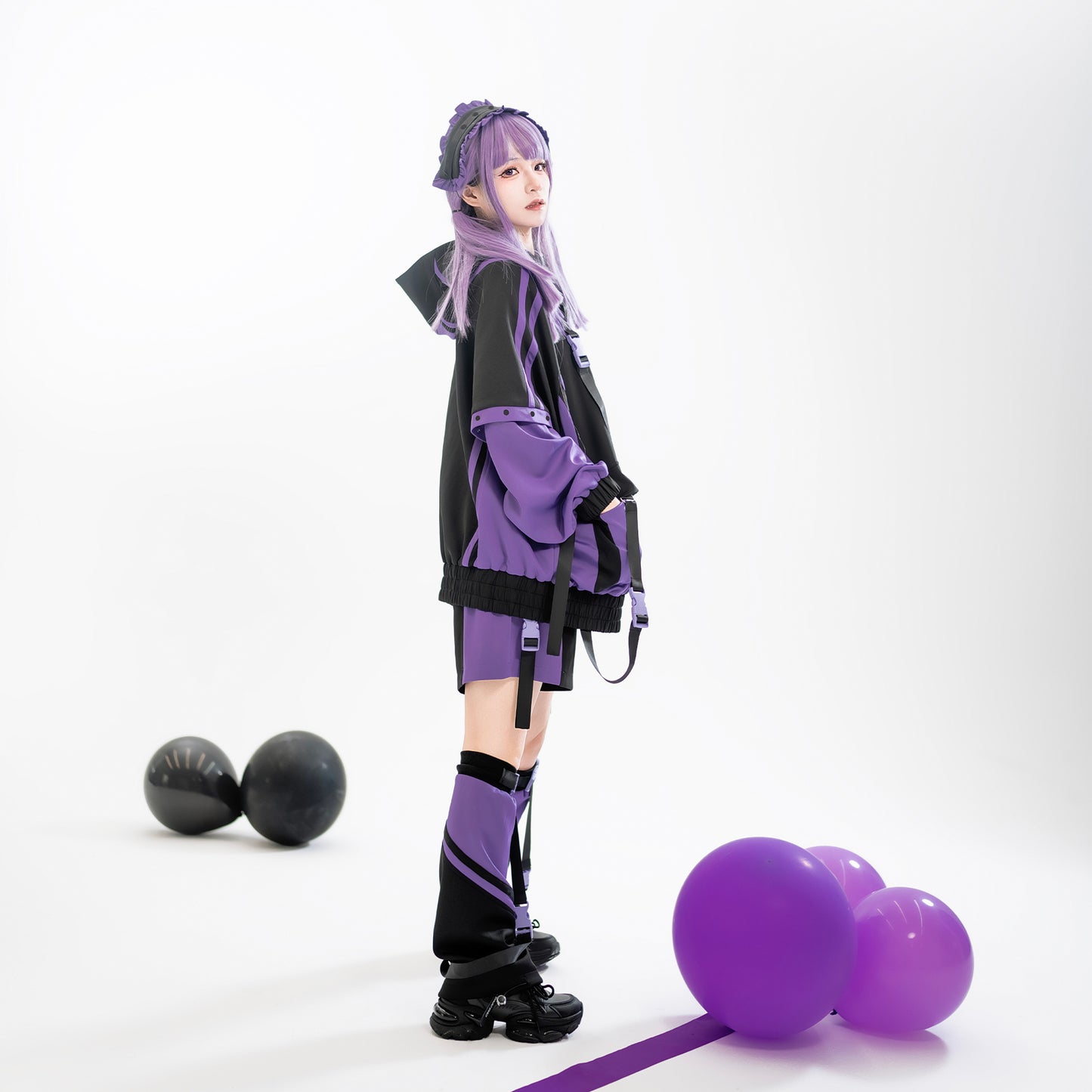 [Winged Light Gear] Original Decora Kei Anime-style Coat Set - Purple Otaku Fashion