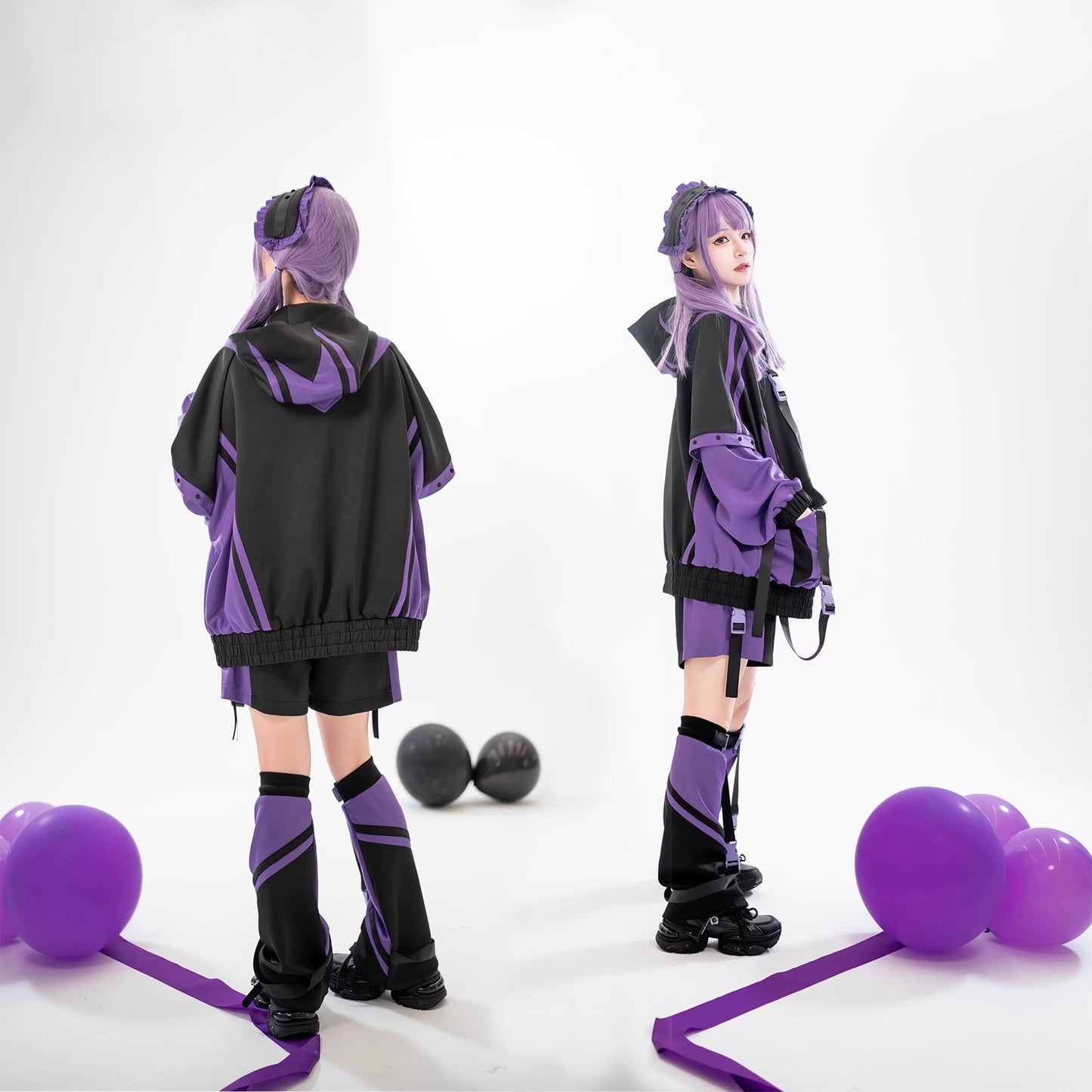 [Winged Light Gear] Original Decora Kei Anime-style Coat Set - Purple Otaku Fashion