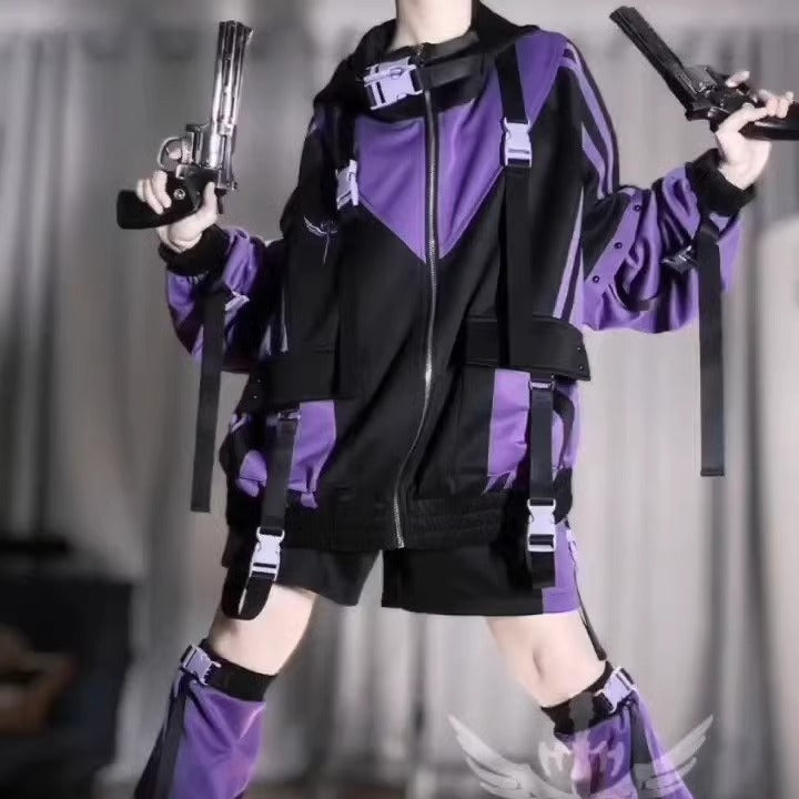 [Winged Light Gear] Original Decora Kei Anime-style Coat Set - Purple Otaku Fashion
