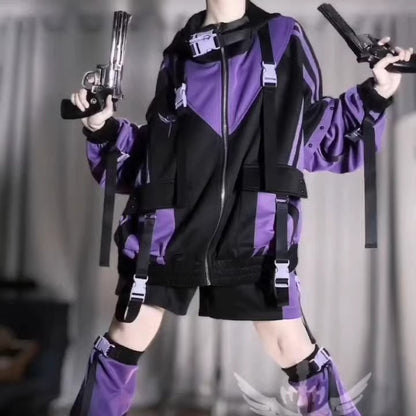 [Winged Light Gear] Original Decora Kei Anime-style Coat Set - Purple Otaku Fashion