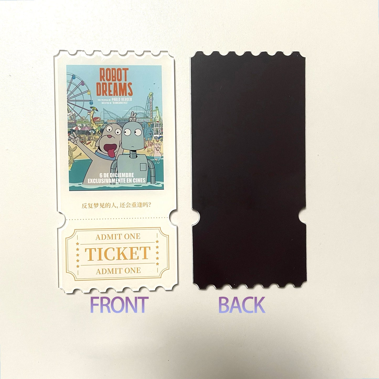 Robot Dreams Fridge Magnet 16 - Robot & Dog Movie Ticket | 6×12cm | 3mm Thick
